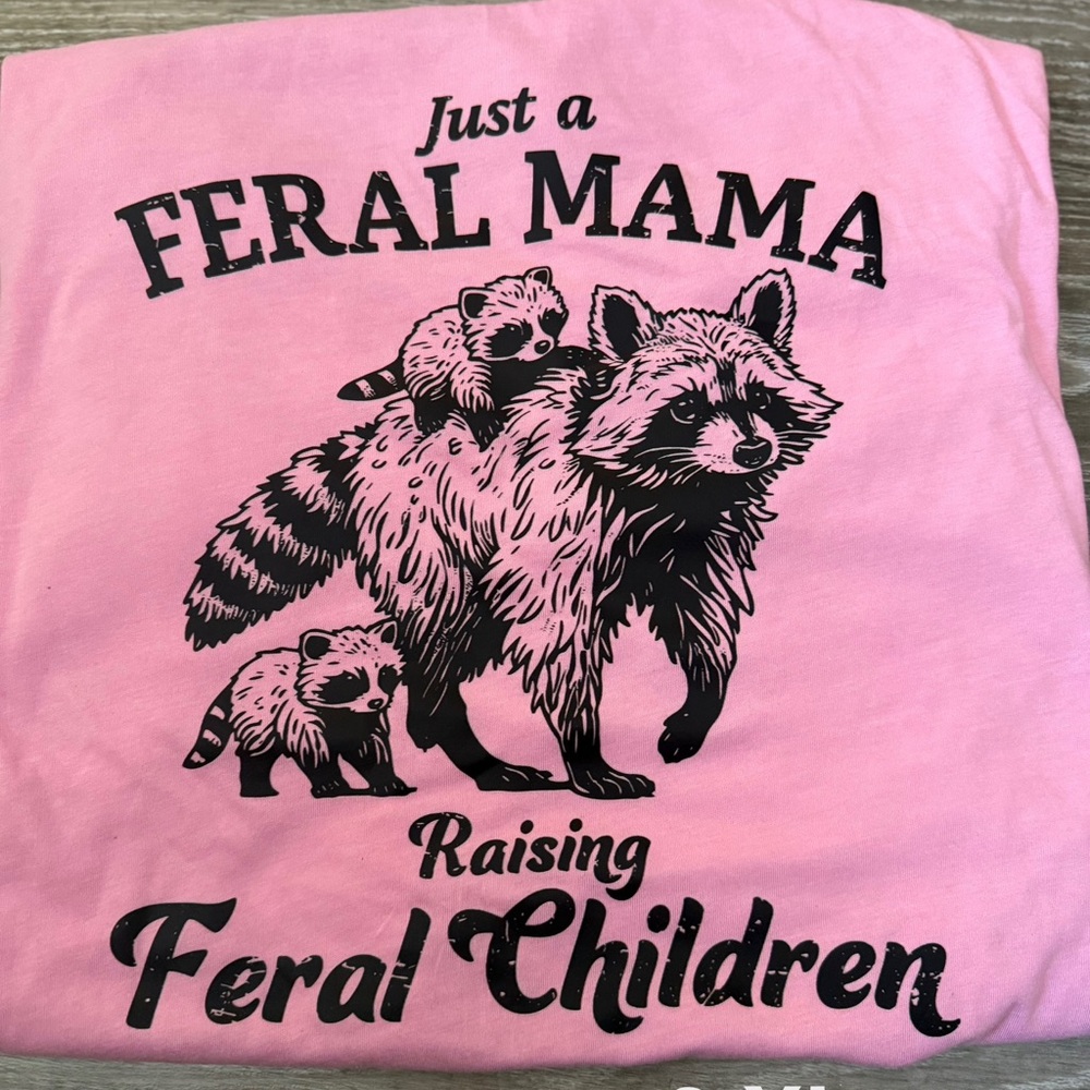 Bella Canvas Pink Feral Mama Raccoon Tee